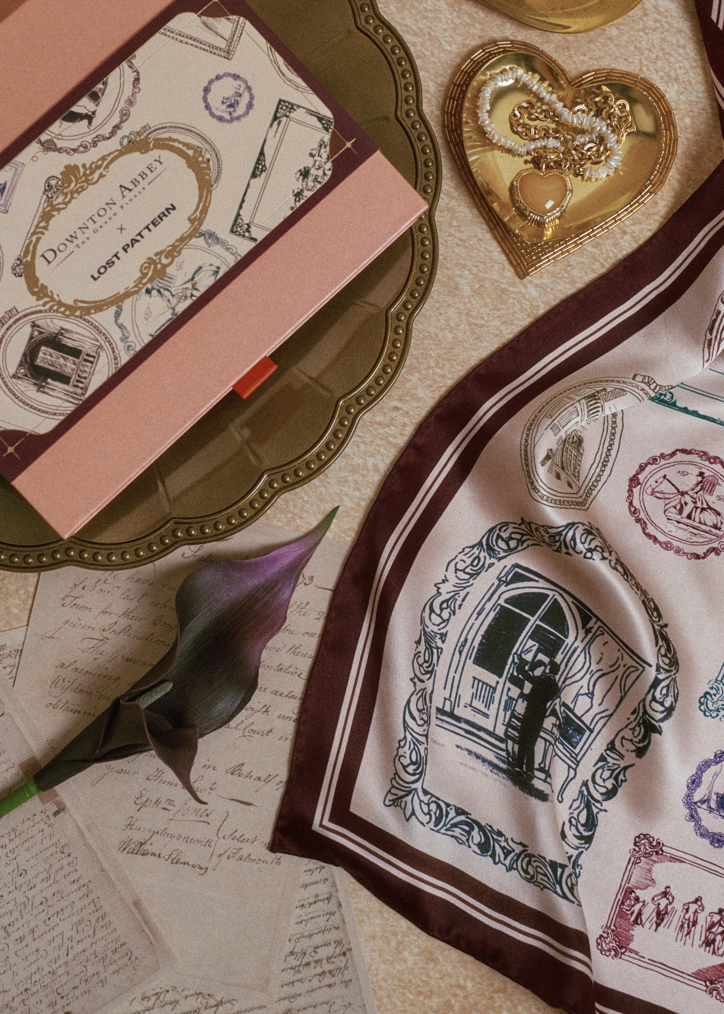 Downtown Abbey Lost Pattern Silk Scarf